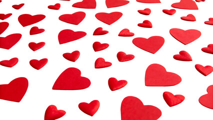 Valentine's Day background with red heart cut-outs PNG. AI GENERATED.
