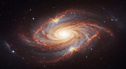 Obraz premium Fiery Spiral Galaxy: Cosmic Swirl of Orange and White Nebula