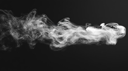 A beautifully rendered puff of white smoke drifts softly against a black backdrop. The fluffy texture and wispy edges are intricately detailed, with the smoke tapering off