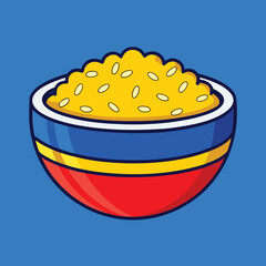 Bowl of Rice Cartoon Illustration