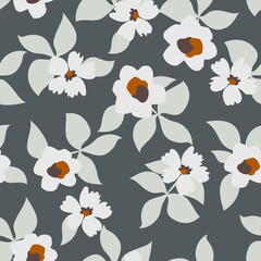 Minimal trendy floral background with abstract hand drawn flower