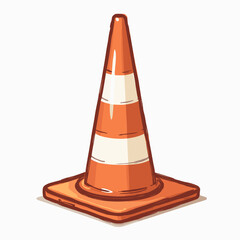 Traffic cone illustration with white stripes on a white background  
