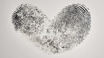 Mixed-race fingerprints forming heart shape, unique identity