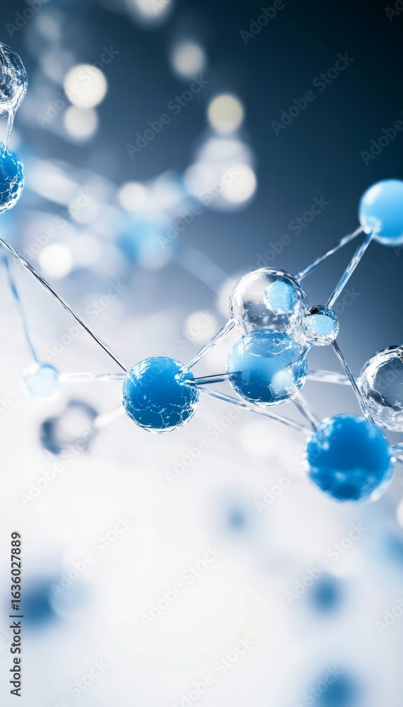Poster complex molecular structures and bonds illustrated in abstract biomedical science background design