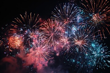 Obraz premium Colorful Fireworks Display At Night