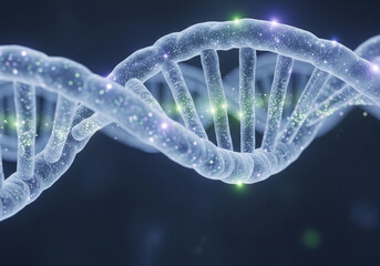 3D modeling inspired by genes and DNA. Translucent. Chemical substances. Image.