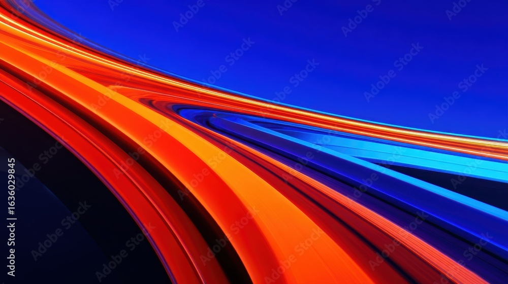 Aufkleber vibrant abstract lines in red, orange, and blue swirl across a dark background, creating a dynamic v