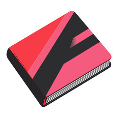 A modern, stylized vector icon of a closed book with a black and red cover. This image is suitable for websites and blogs about education, publishing, literature, or digital content.

