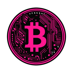A cyberpunk style illustration of a Bitcoin icon. This image is suitable for websites and blogs related to cryptocurrency, finance, blockchain technology, or digital assets.

