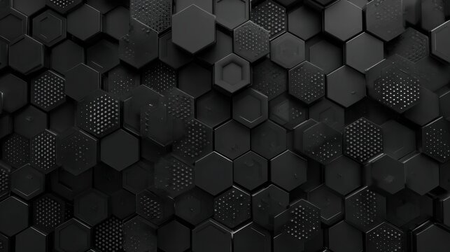 black hexagonal geometric pattern - Powered by Adobe