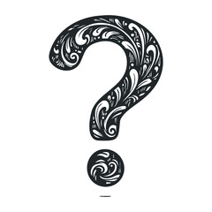 Naklejka premium Ornate black and white patterned question mark on white background. Vector illustration
