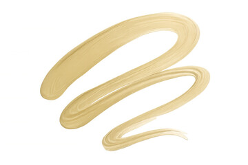 Naklejka premium Golden paint brush stroke forming a wavy line on a transparent background, ideal for adding a touch of elegance to designs