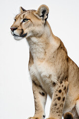 Obraz premium Majestic Mountain Lion: A stunning portrait of a mountain lion showcases its strength and beauty, as the creature gazes into the distance.