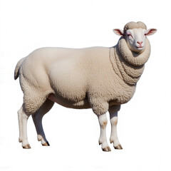 Fototapeta premium Majestic Ram: A regal ram stands proudly, its thick fleece suggesting abundance, the very picture of rural life.