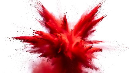 Spectacular Red Powder Explosion on White Background a Burst of Color and Energy for Creative Design Projects and Visual Impact