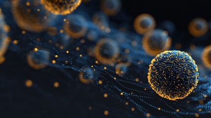 glowing spheres abstract dark background