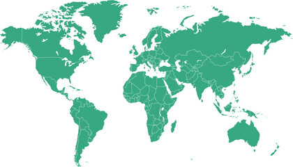 World map. Green modern vector map. Silhouette map.	