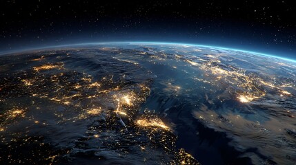 Fototapeta premium Stunning Glowing Earth from Space over North America at Night
