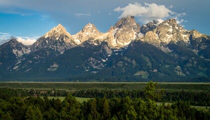 Fototapeta premium Majestic mountain range overlooking a valley