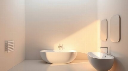 modern bathroom interior with white tiles