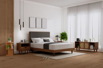 Edite Wooden bed with wooden decoration
