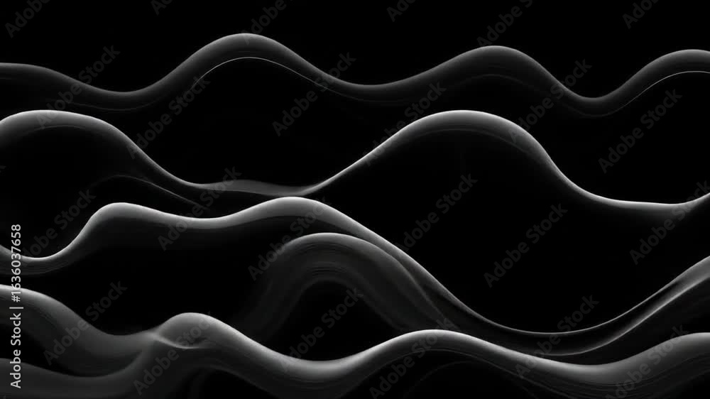 Poster abstract waves motion background animation in black and white style