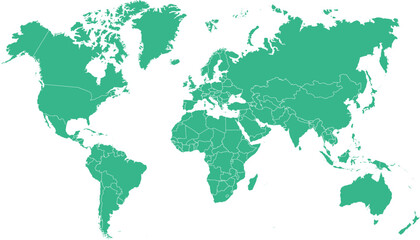 World map. Green modern vector map. Silhouette map.	