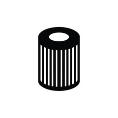 Black and white icon of a cylindrical filter