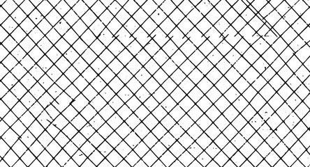 A striking black and white abstract background features a dense grid pattern of intersecting diagonal lines creating a geometric mesh with a grunge textured effect and subtle vintage feel