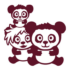 3 Panda Bears Family Love Child Dad Mom Father Mother