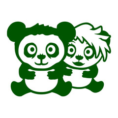 2 Panda Bears Couple Love Two Cool Hair Woman Man