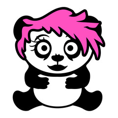 Panda Bear Cool Girl Woman Hair Style Female Cute