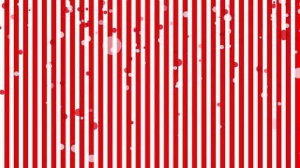 Abstract vertical red and white stripes with floating bubble shapes, minimal geometric motion background - Powered by Adobe