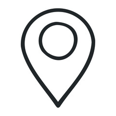Black location pin icon on white background. Vector illustration
