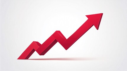 Dynamic Growing Red Arrow Up Isolated on White Background