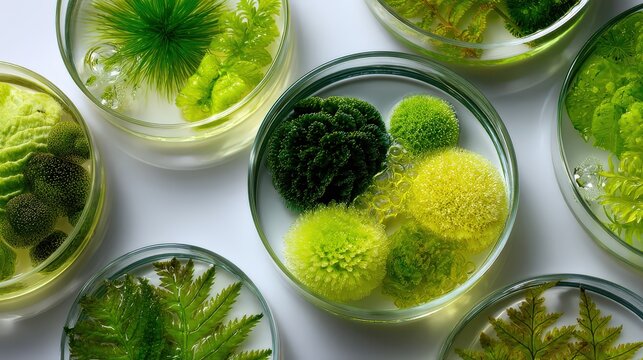 Vibrant Green Microgreens in Laboratory Glassware