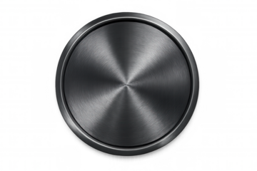 Brushed circular metal plate with radial gradient and transparent background, creating a sleek and modern design element