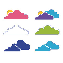 Cloud Icons with Various Colors