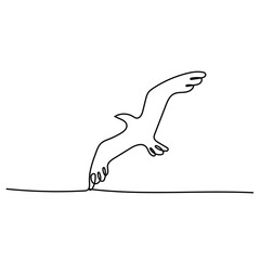 logo design vector continuous line flying seagull