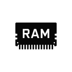 Black ram chip icon with white lettering