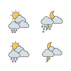 high quality Weather Conditions Illustrated by Four Icons