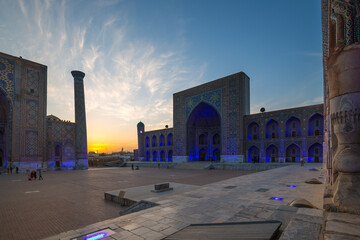 View of the Registan and its three madrasahs in Samarkand