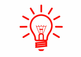 Fototapeta premium Red Light Bulb Icon with Radiating Lines