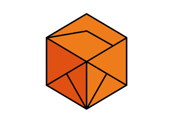 title An Orange Cube with Black Lines 3D Shape keywords orange cube 3d shape lines