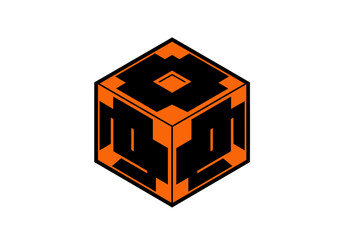 title Black and Orange 3D Cube keywords 3D cube black orange geometric shaded shading perspective