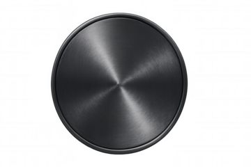 Brushed circular metal surface with radial texture and transparent background, ideal for graphic design projects