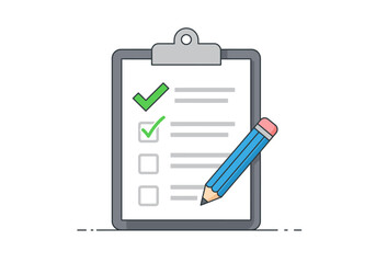 detailed professional high quality Checklist and Pencil Illustration