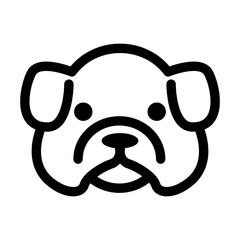 Strong, confident bull terrier-inspired dog face icon. Best for security dog services, bold logos, and mascots.