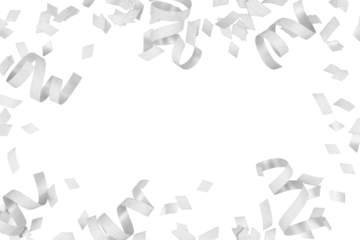 silver confetti festive frame border isolated on white or transparent png