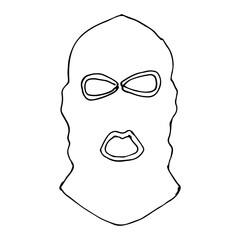 Robber face balaclava  mask vector hand drawn line art icon illustration